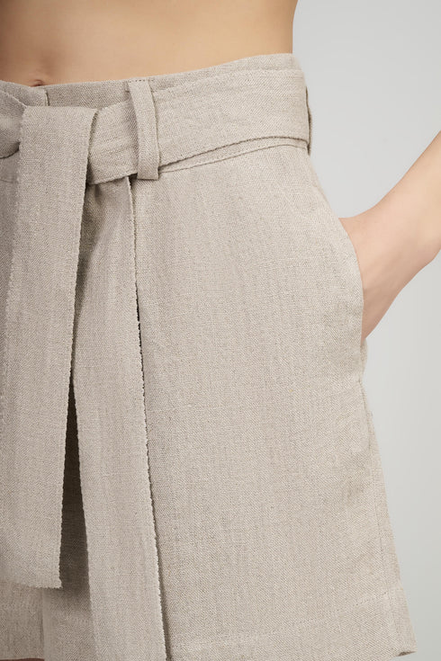 Shan Lina Linen Shorts With Belt